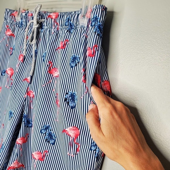 Rainforest flamingo swim trunks men's size M fun swim shorts pockets - Picture 5 of 10